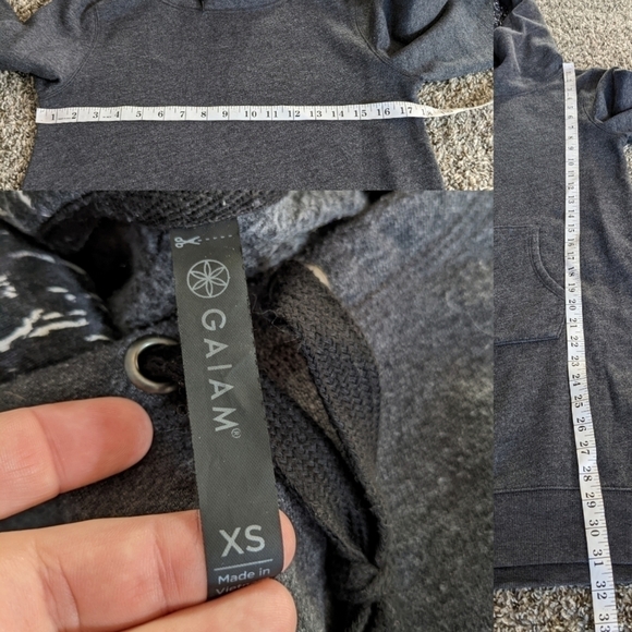 ✨3/$15  Gaiam dark grey long hooded sweatshirt XS - Picture 8 of 8